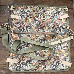 Tokidoki x LeSportsac Adios Star Ciao Ciao With Skulls Hobo Bag Olive Green